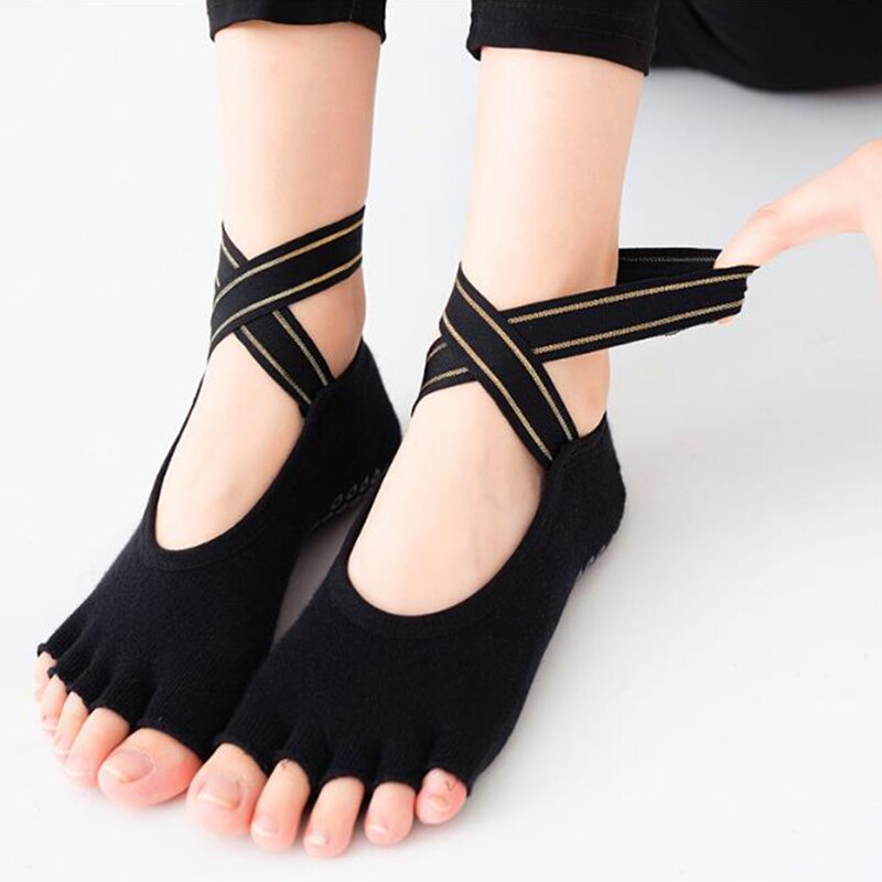 Women Bandage Yoga Socks Anti-Slip Quick-Dry Damping Pilates Ballet Socks Good Grip For Men&Women Cotton Socks