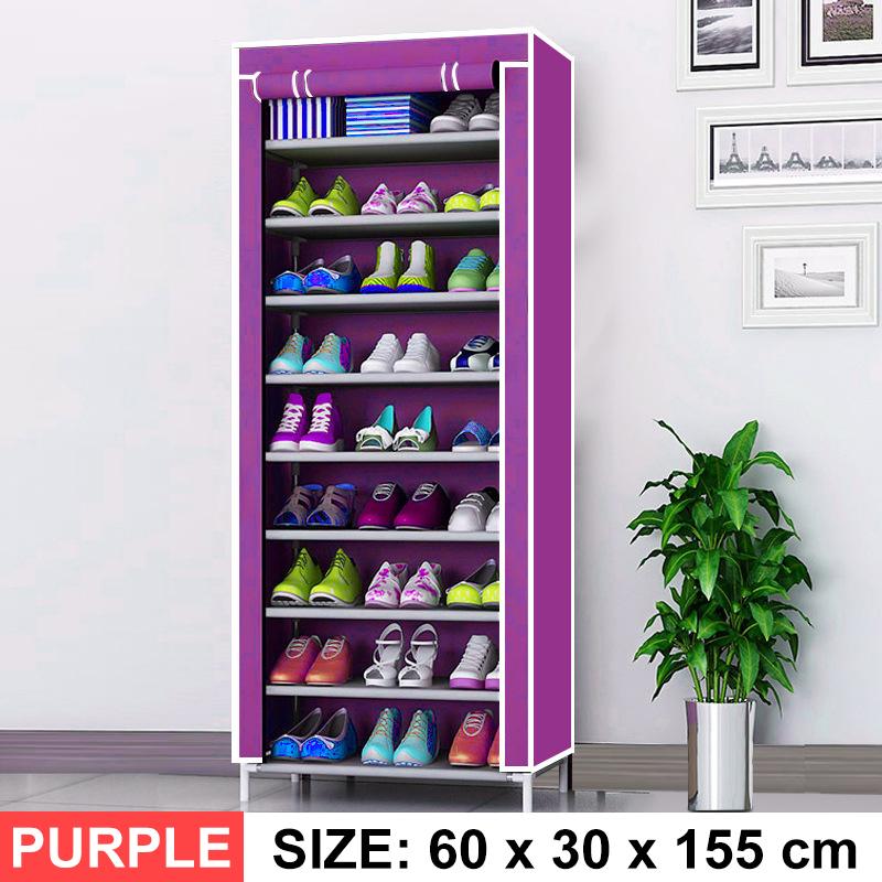 5/7/10 schicht Schuh Gestell Abnehmbare Staubdicht Vlies Stoff Schuh Schrank Hause platzsparende Stehen Halfter Schuhe Veranstalter: 10 Schicht Violett