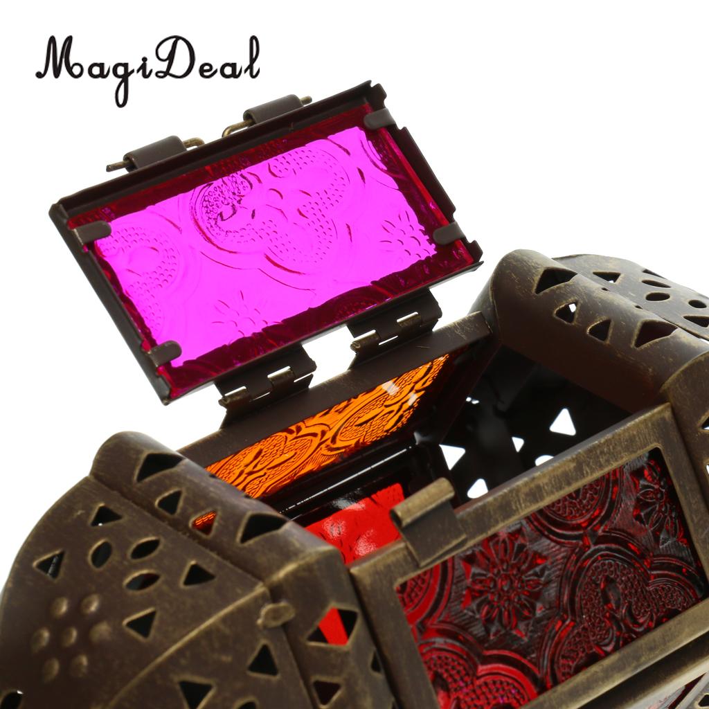 Marokkaanse metalen holle hangende kaarsenhouder, decoratieve kaarslantaarnlamp met 66cm kettingen, voor bruiloftsdecoratie