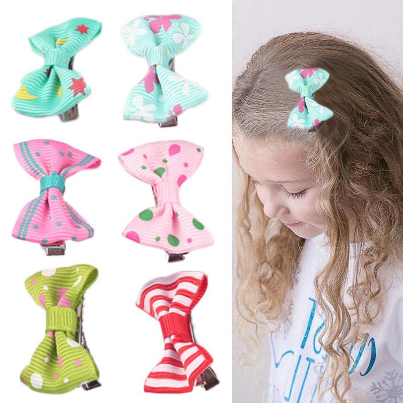 20Pcs Baby Zoete Meisjes Kleurrijke Mini Haar Clip Dot Haarspeldjes Haarspelden Mix Boog Gedrukt Accessoires Baby Kleur M9S2