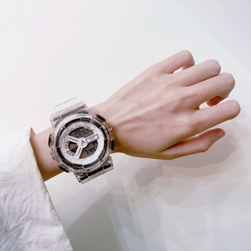 Sport montre numérique hommes femmes veilleuse LED montre Silicone électronique garçon fille montre Couple montres enfant horloge relogio reloj: black