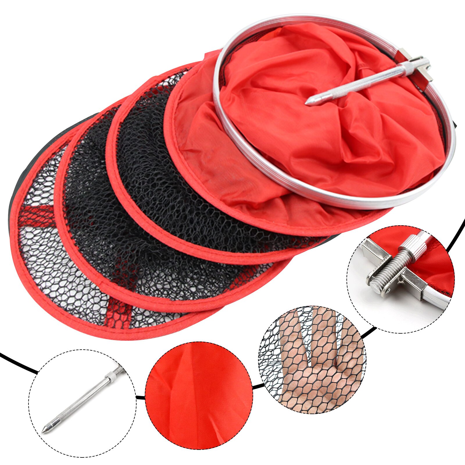 Aluminum Fishing Net Collapsible Floating Wire Fish Basket Reinforcement Fishing Cage Fishing Gear Rubberized Net Bag Fish Tool