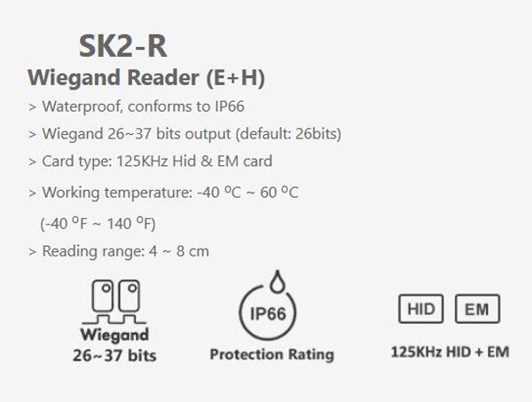 IP66 Waterproof Backlit Keypad Reader 125KHz RFID Proximity Access Control Reader Wiegand 26~37 Output for Access Control System: ID HID
