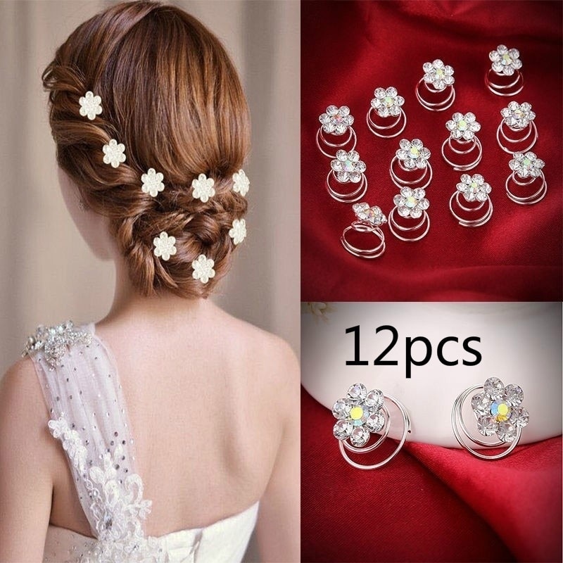 12 Stuks Crystal Rhinestone Flower Bridal Wedding Haarspelden Hairgrip Accessoires Kapper Hoofd Haar Vlecht