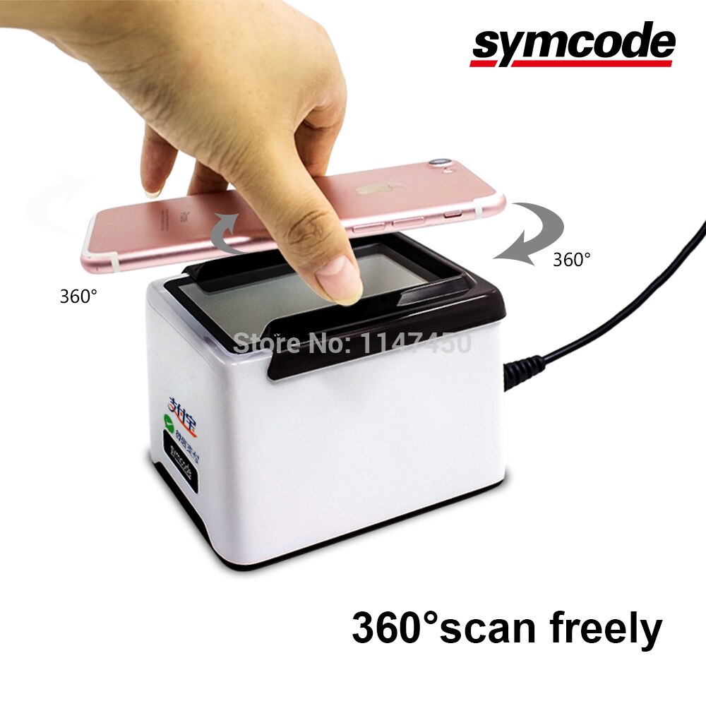Desktop 1D 2D Barcode Scanner, USB Wired / Bluetooth+2.4G Wireless QRCODE BarCode Reader,Work on Screen Codes for Mobile Payment
