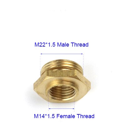 Nuonuowell 1Pc Koperen Pijp Mannelijke Vrouwelijke Schroefdraad Verminderen Connector Messing Adapter M14 M18 M22 1/2&#39;&#39;