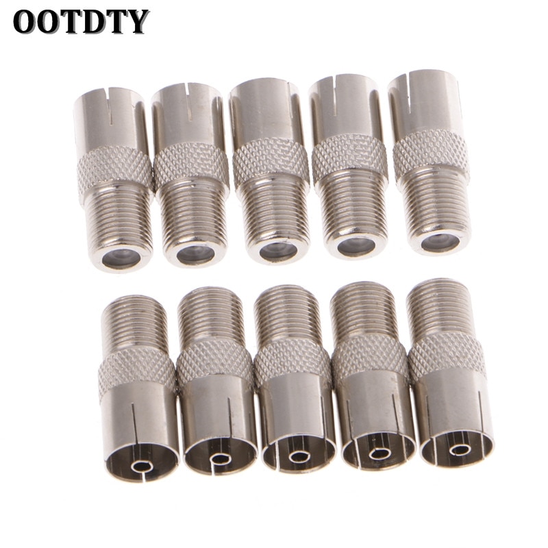 OOTDTY – prise femelle F vers Jack femelle PAL, adaptateur coaxial RF droit, connecteur TV de type F, 10 pièces