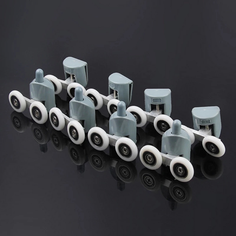 8 STKS Wielen Kit Voor Douchecabine Deuren Wiel 23 25 27mm Top Bottom Dubbel Met Knop Mount voor Glas: Paars / 25mm