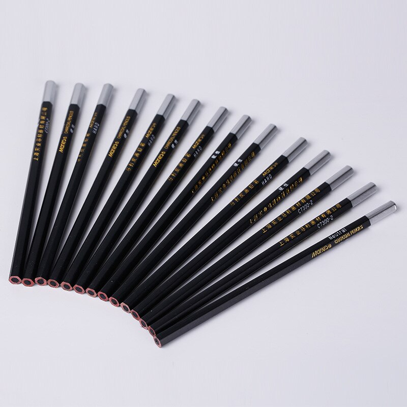 12 pcs/set Soft/medium/hard Charcoal pencil Office drawing pencil Students test black pencil sketch Artist drawing pen Standard