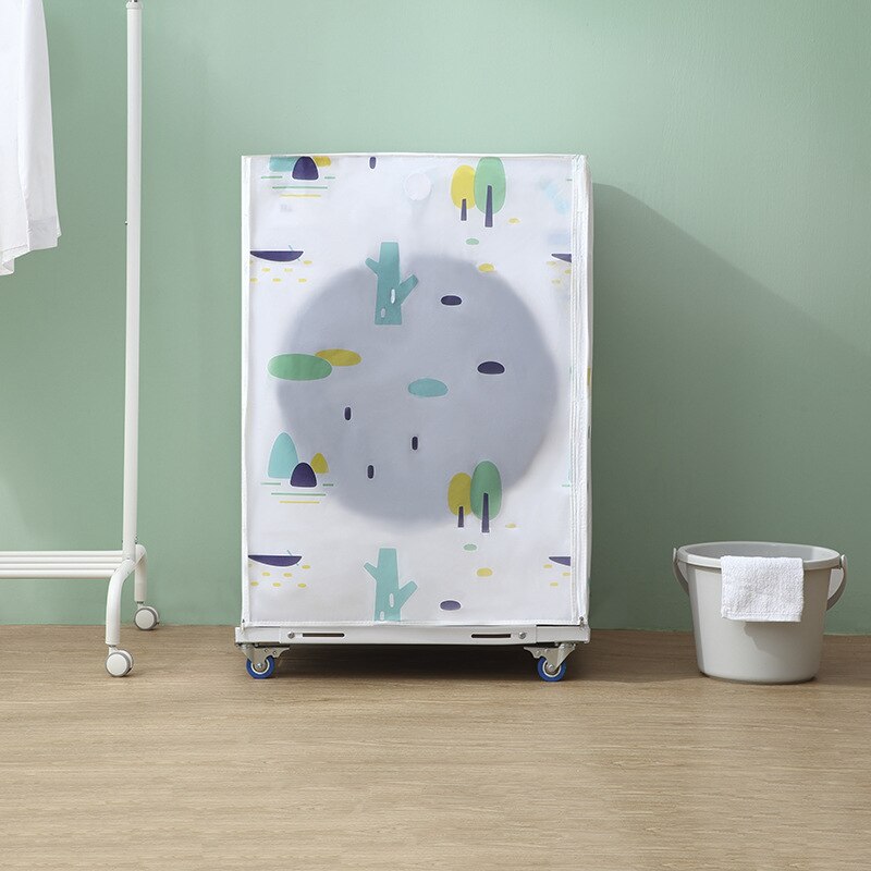 Funda de goma EVA para lavadora, cubierta de polvo para baño, flor blanca, tambor impermeable, todo incluido, protección antideslizante, 82cm x 60cm, 1 unidad