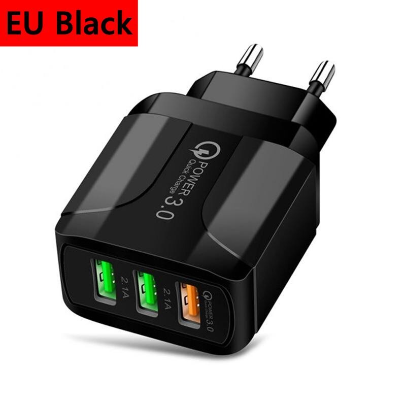 Olaf EU/Us-stecker USB Ladegerät 5A Quik Ladung 3,0 Handy Ladegerät Für iPhone 11 Samsung Xiaomi 3 port 28W Schnelle Wand Ladegeräte: Type A-EU Black