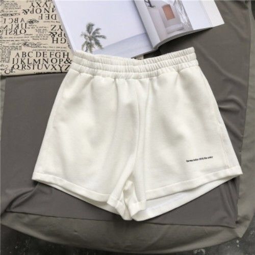 Puku Juzg Gym Running Shorts Zomer Koreaanse Versie Losse Kleine Brief Afdrukken Vrouwelijke Sport En Vrije Tijd Alle-Match Sport shorts: White / M