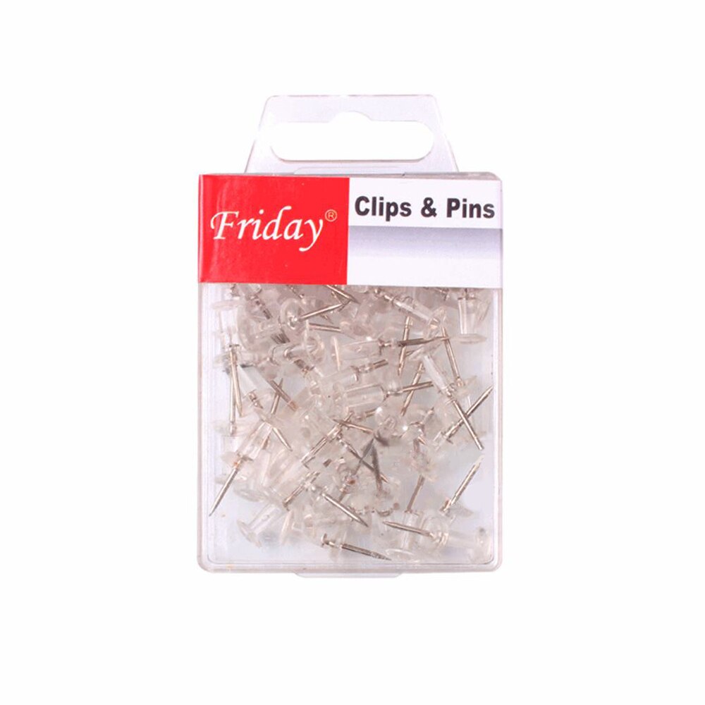Chinchetas de plástico transparente para marcar, 50 Uds., cabeza de plástico transparente con punta de Metal, clavos de tachuelas de pared para tablón de anuncios, tablero de corcho