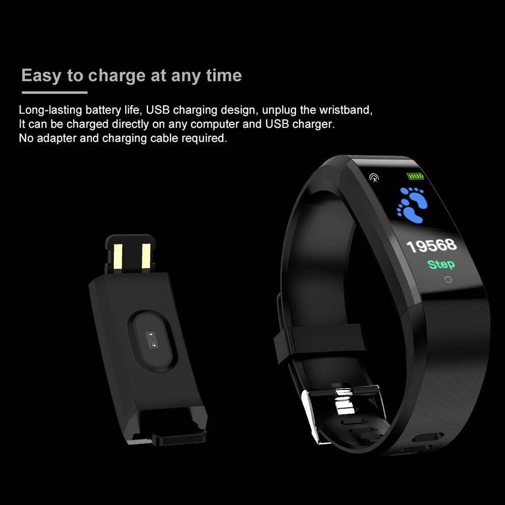 Pulsera inteligente deportiva resistente al agua IP67, con pantalla TFT de 0,96 pulgadas, control del ritmo cardíaco y de la presión arterial, para Fitness y calorías