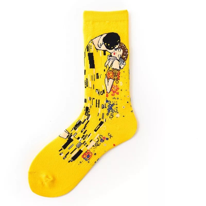 Klasyczne Retro abstrakcyjne malarstwo olejne skarpetki damskie nowoczesne Van Gogh gwiaździstej nocy obraz olejny szczęśliwe skarpetki prezent na boże narodzenie: 10