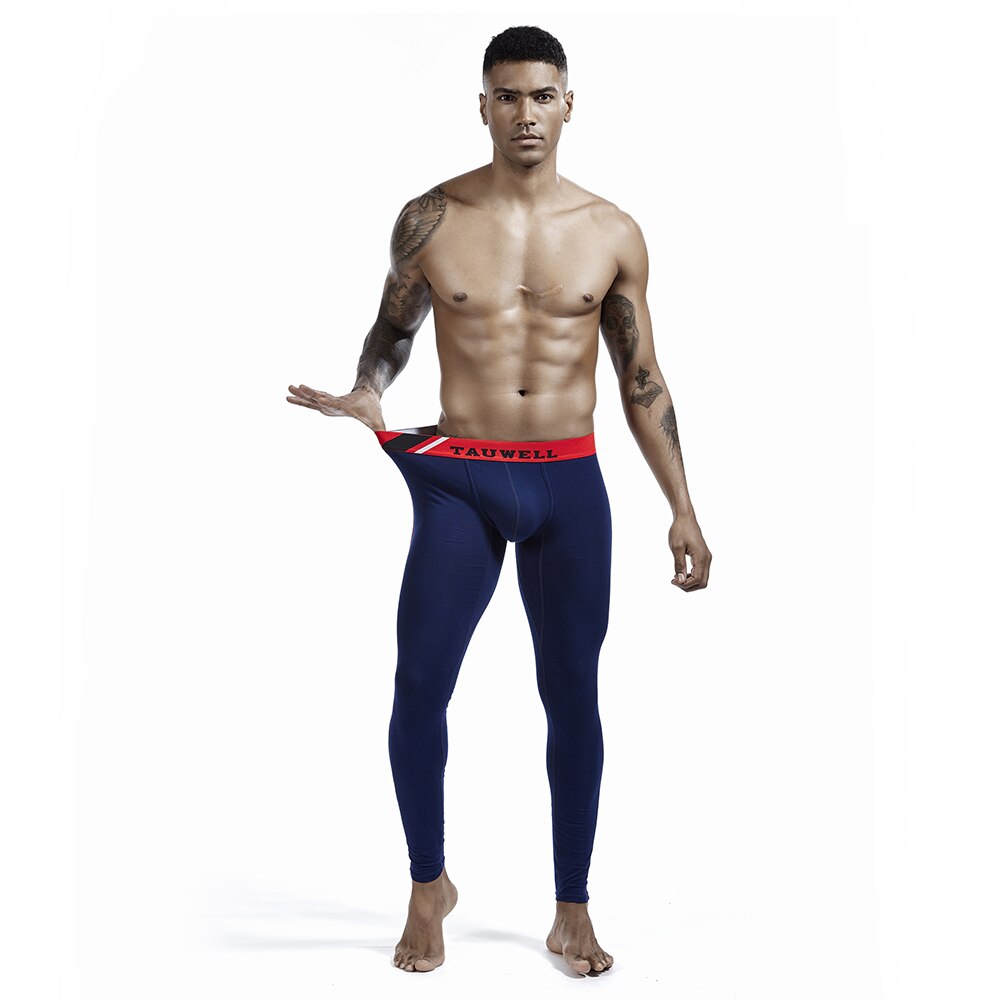 Solid Mens Lunga Biancheria Intima di Cotone Palestra Stretch Morbida Mutande Traspirante U-Convesso di Sport Pantaloni a Casa-Usura Casual Pantaloni Della Tuta uomini: L / dark blue