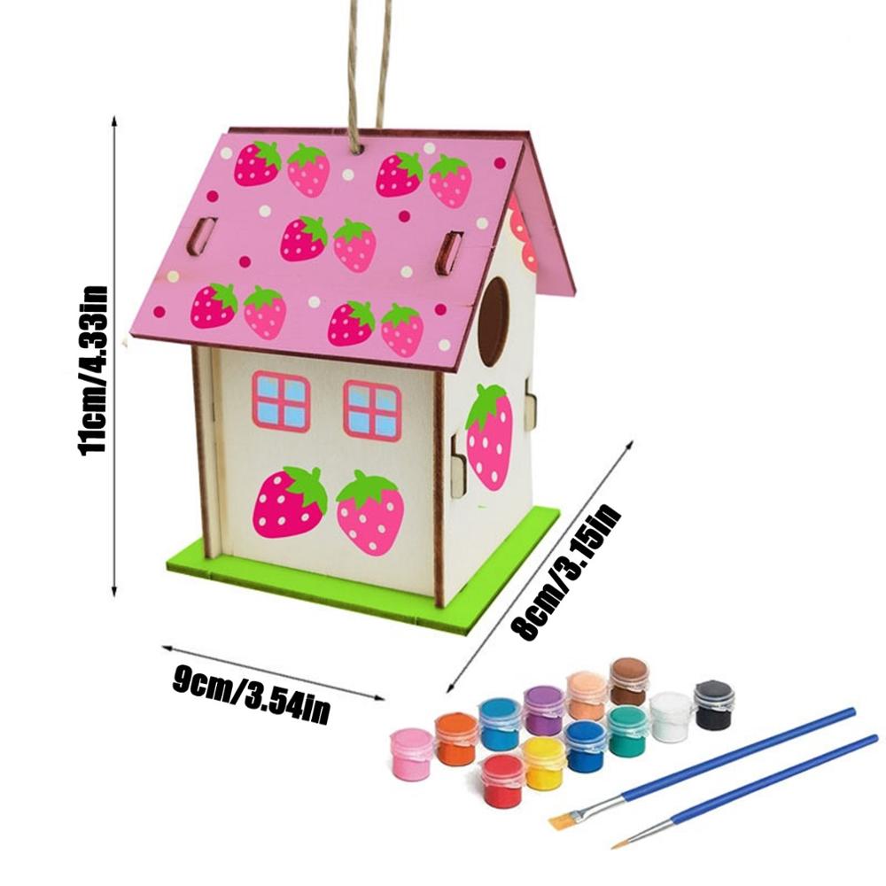 Wooden Home Decoration made with children DIY Hand Painted Crafts Graffiti Bird House Set 30ML