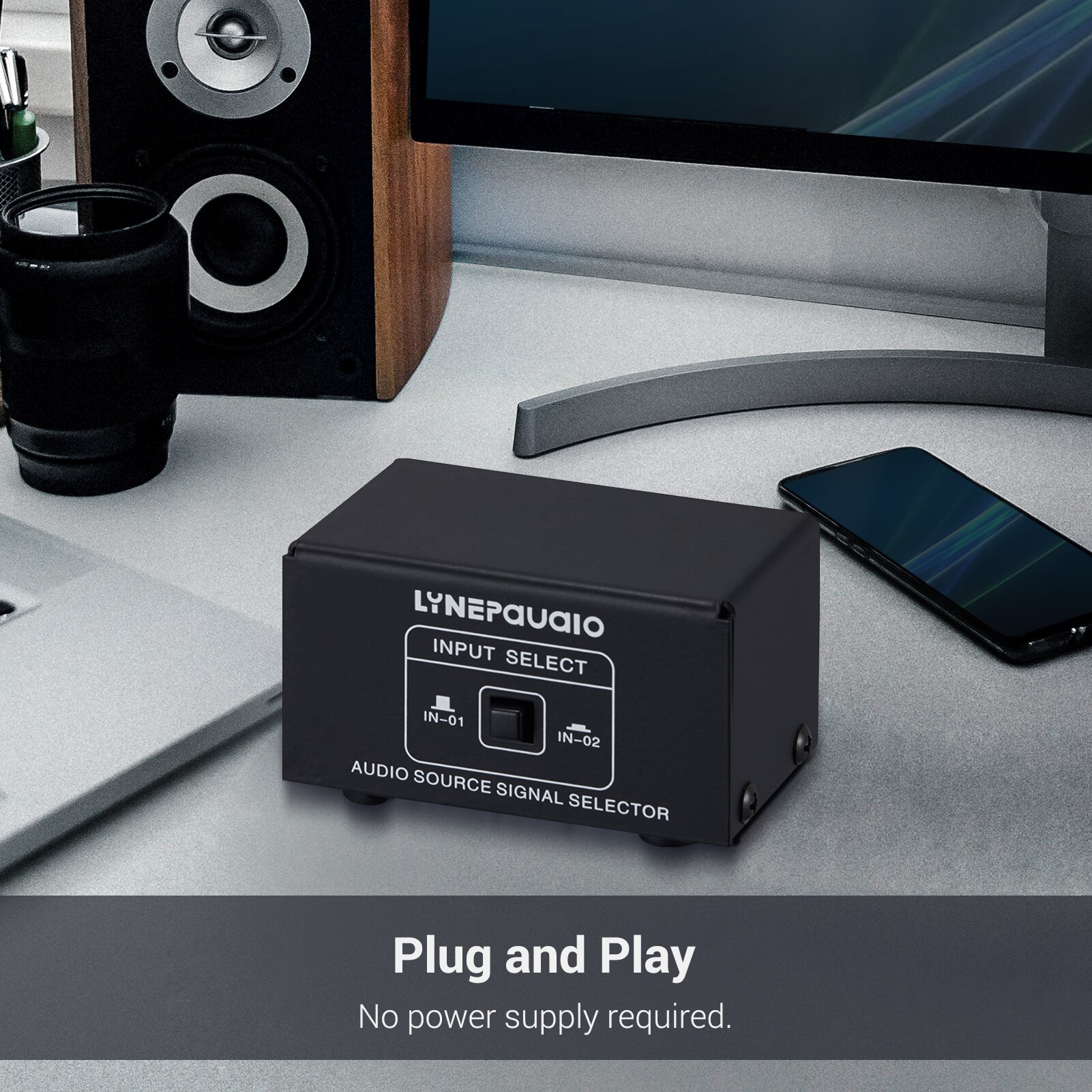 LINEPAUDIO Audio Switcher 3.5mm 2 in 1 Out / 1 in 2 Out A/B Switch Stereo Audio Splitter Box with No Distortion 3.5mm Jack