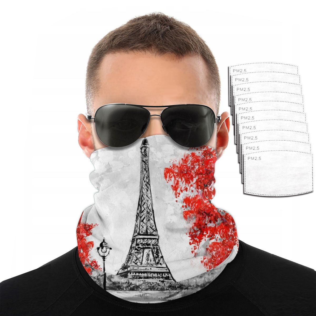 Cache-cou Bandana, masque de pêche, écharpe pour Couple sur peinture tour Eiffel, couvre-chef d&#39;extérieur multifonctionnel: WHITE