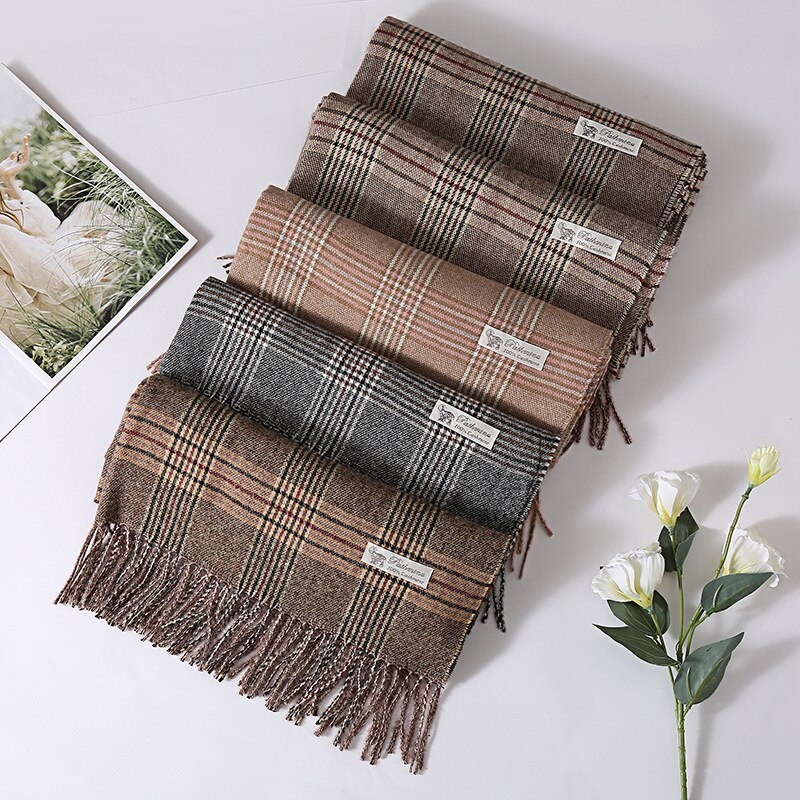 Winter Kasjmier Plaid Sjaal Vrouwen Warme Sjaal Wraps Zachte Pashmina Mannen Lange Kwasten Sjaals Dikke Deken Foulard Bandana