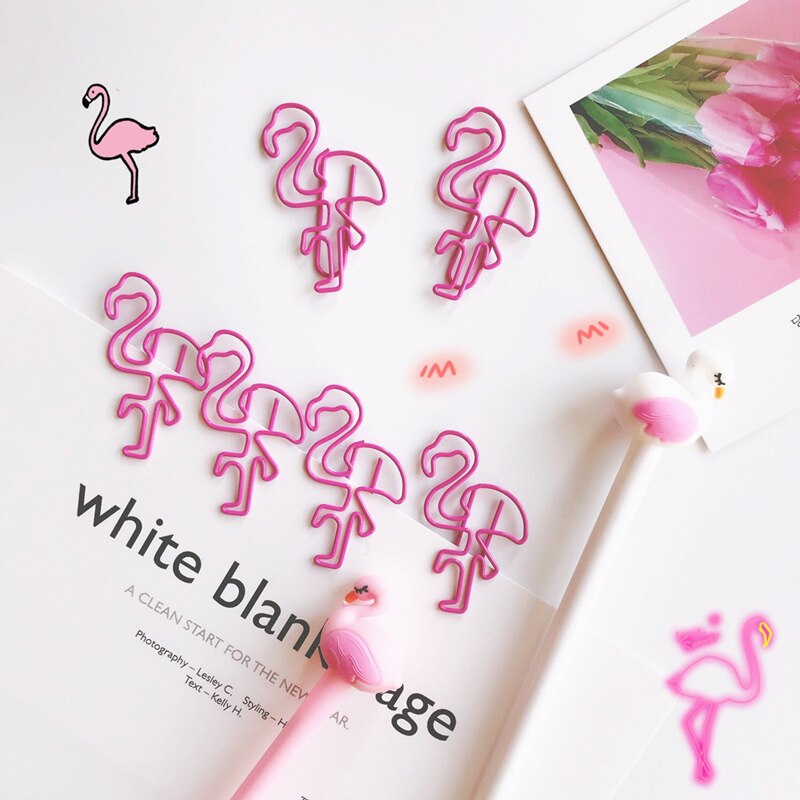 4/8/12/16/20/24 stk rosa flamingo bokmerker planlegger permer metall materiale bokmerker til bok papirvarer skoleartikler  jz34