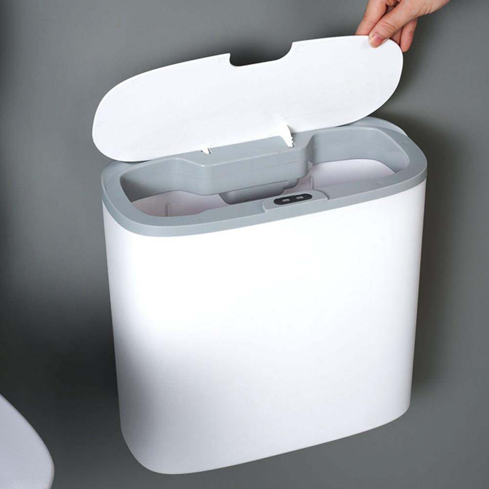 Wall Mounted Electric Trash Can Motion Sensor Garbage Basket with Lid Smart Intelligent Induction Trash Can for Kitchen Bathroom