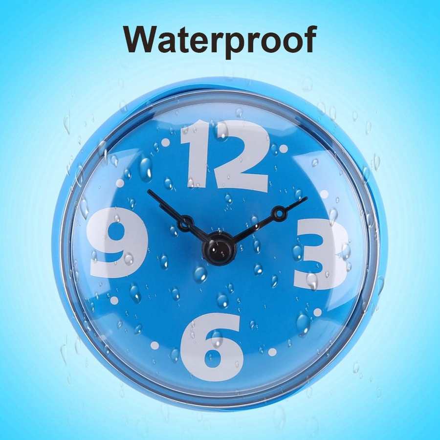 Horloge murale étanche, jolie minuterie, ventouse de douche, miroir mural de bain, horloge de cuisine, accessoires de salle de bains