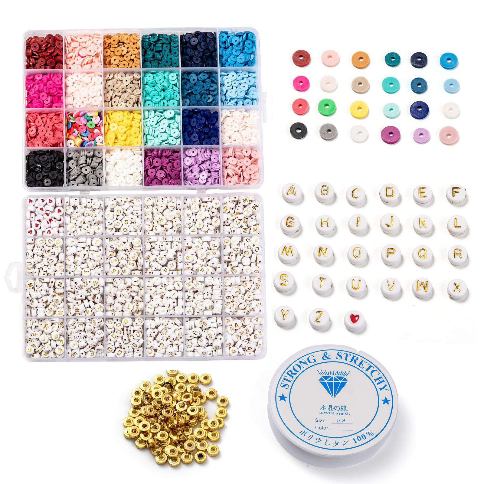 DIY Heishi Bead Style Stretch Bracelets Making Kits with Polymer Clay &amp; Acrylic &amp; Non-magnetic Synthetic Elastic Crystal Thread: A85