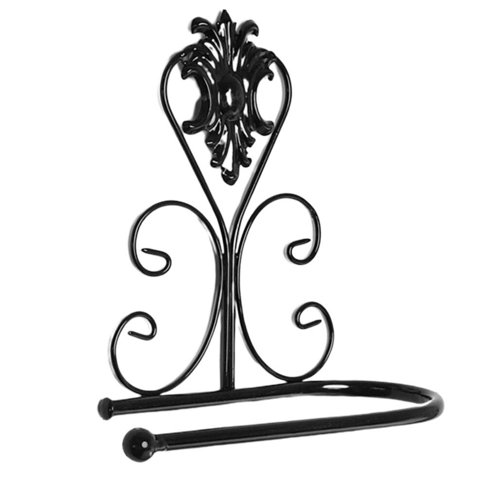 Bathroom Metal Paper Roll Holder Wall Tissue Rack Toilet Storage Shelf Decor: Black