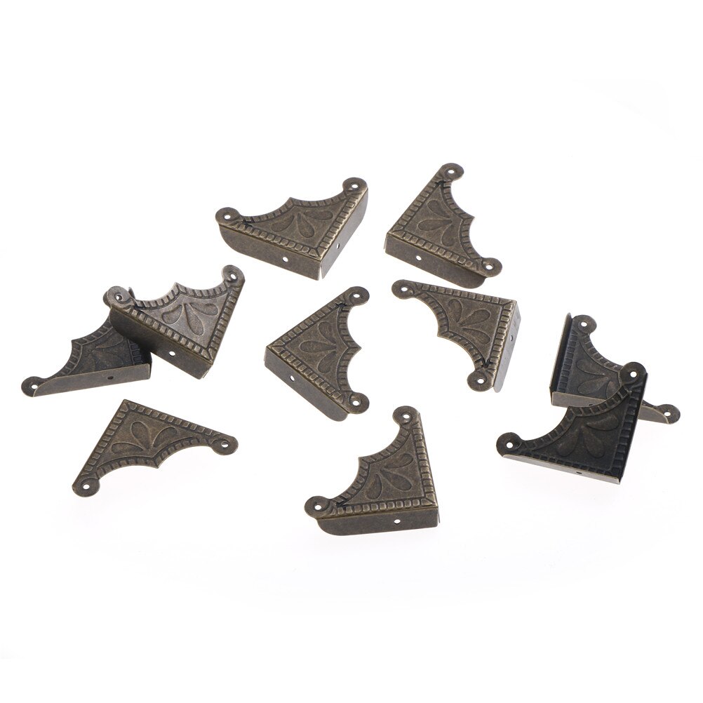 10pcs Corner Brackets Antique Brass Jewelry Wine Box Wooden Case Chest Edge Cover Corner Protector Furniture Hardware