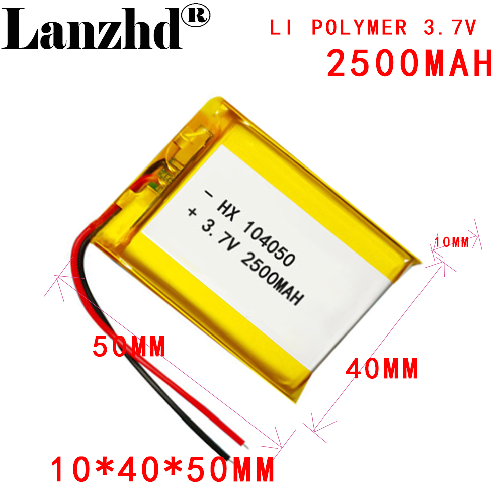 1-10 sztuk baterii 3,7 V 2500 mAh Li-Po 104050 Akumulator litowo-polimerowy Li-Ion Lipo do rejestratora jazdy GPS MP3 MP4