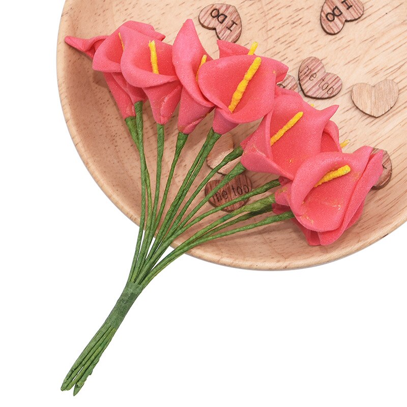 144 Stuks Mini Schuim Calla Lelie Kunstbloemen Boeket Voor Bruiloft Decoratie Home Decor Handgemaakte Cadeau Taart Kaart Bloemen Ambachten: L04 red