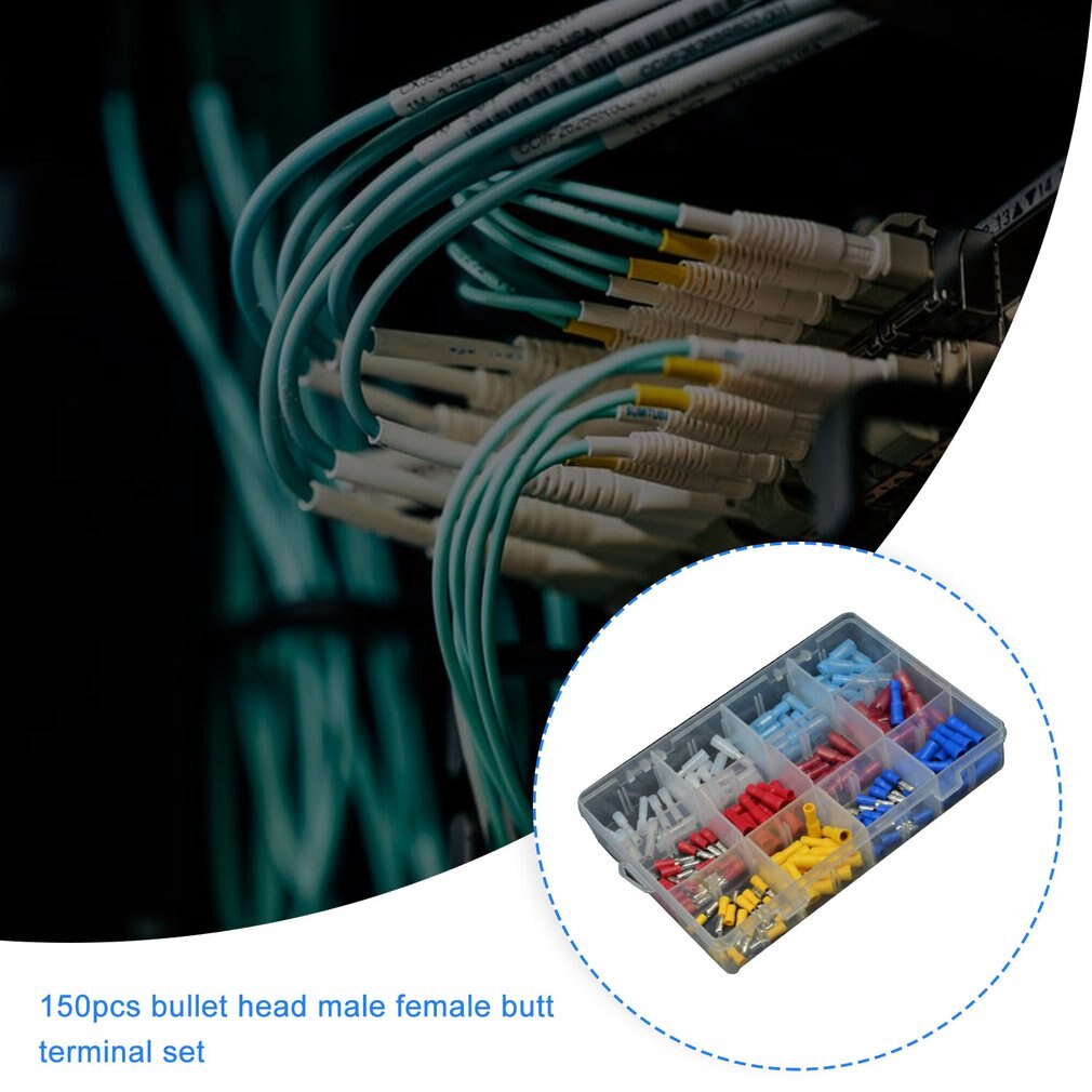 150Stck 24-10 Awg sortiert Isolierte Gemischt Nylon Weiblich Männlich Kugel Hintern Draht crimpen Endgeräte Stecker Sortiment Bausatz