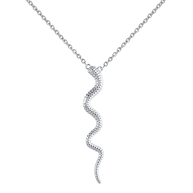 ROXI Genuine 925 Sterling Silve Snake Pendant Necklace Women Punk Style Charm Gold Choker Necklace Long Statement Jewelry: Silver