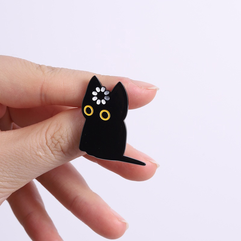 Niedliche Cartoon-Schwarzkatzen-Metall-Accessoire-Anstecknadel, Emaille-Pin, Süße Kätzchen-Brosche, Kleidungszubehör, Modeschmuck,