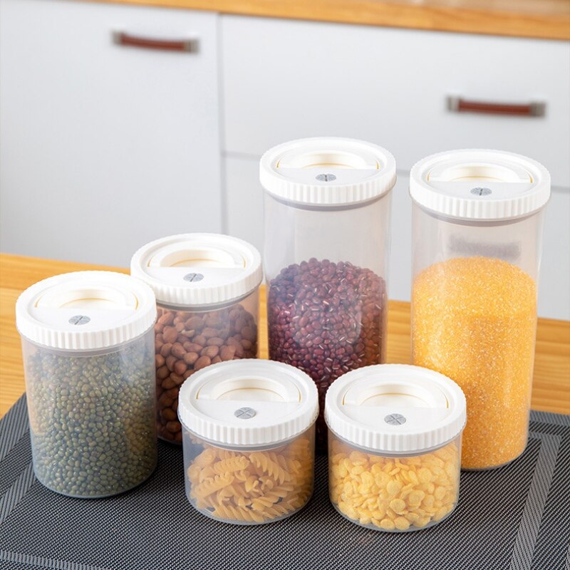 1000ML Plastic Sealed Cans Kitchen Storage Boxes Transparent Food Snacks Canister Keeping Fresh Plastic Food Storage Canned