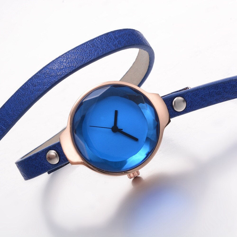 Mooie Mode Vrouwen Armband Horloge Dames Horloge Casual Ronde Analoge Quartz Armband Horloge Voor Vrouwen Klok: Blauw