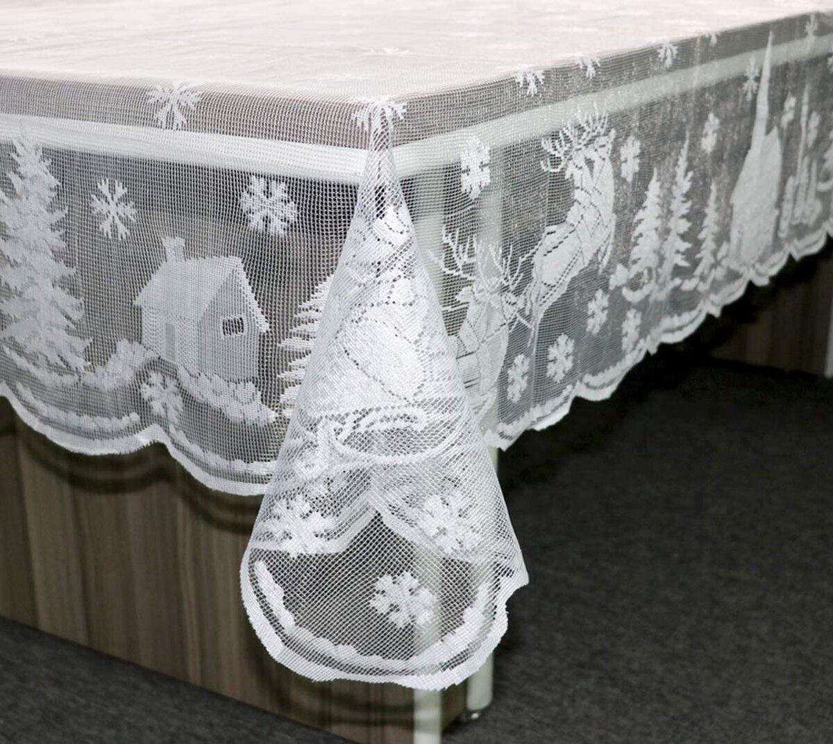 1 stk xmas blonde dug jule dug fest middag bord dække boligindretning hvid rød dug: 160 x 230cm hvide