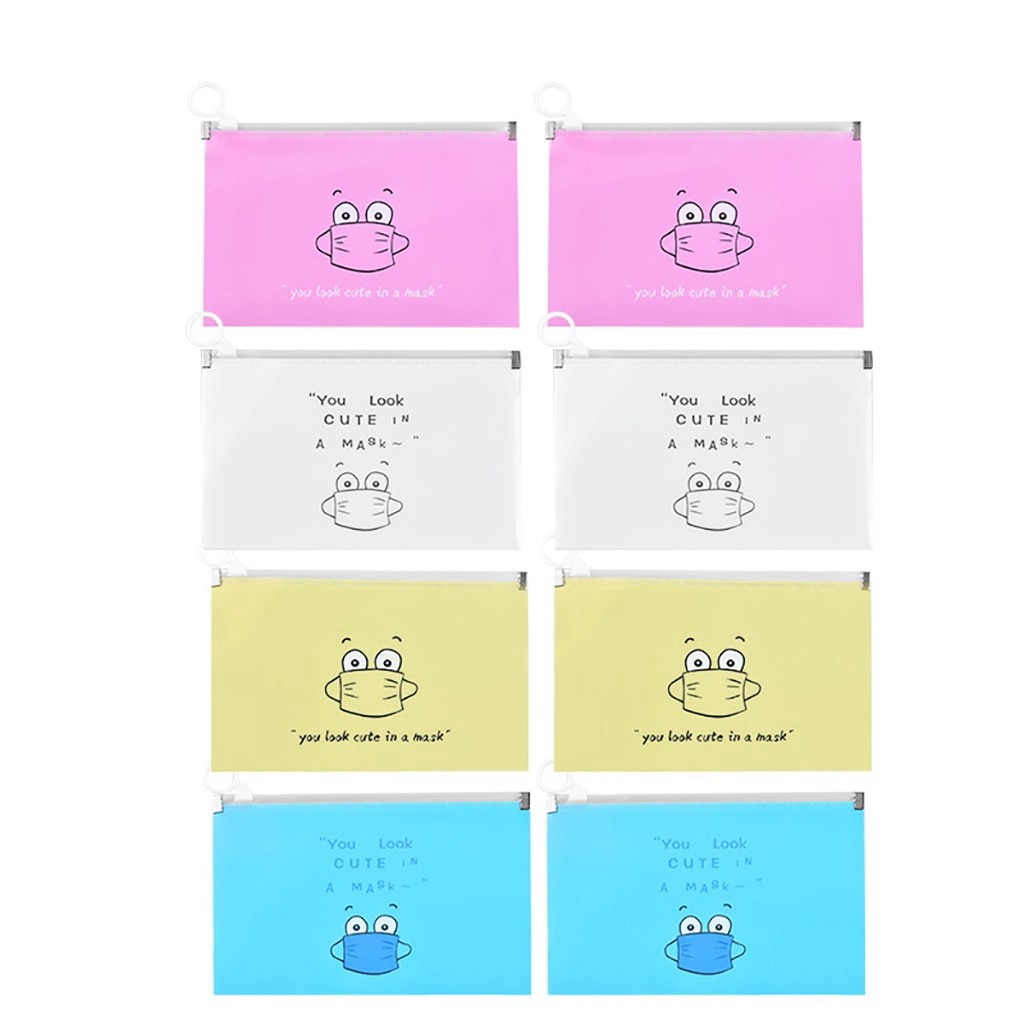 25#  waterdichte gezichtsmaskers organizer, caja mascarillas guardar, transparante stofkaarthouder, opvouwbare schoonmaakzakjes, 8 stuks: Default Title