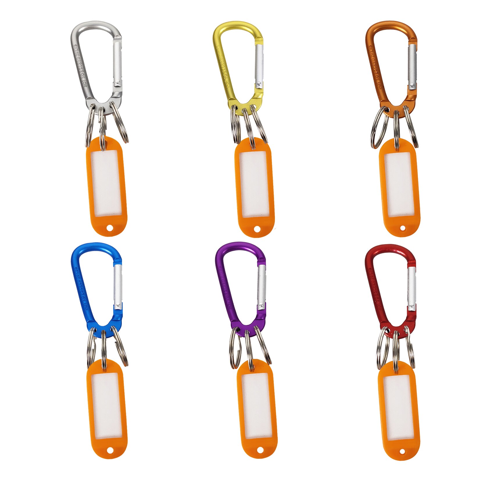 F Aventik 6 couleurs en aluminium d-forme mousqueton pince boucle 6cm avec 3 porte-clés 1 étiquette nominative Multi usage pour randonnée porte-clés: 6colors of 6pcs