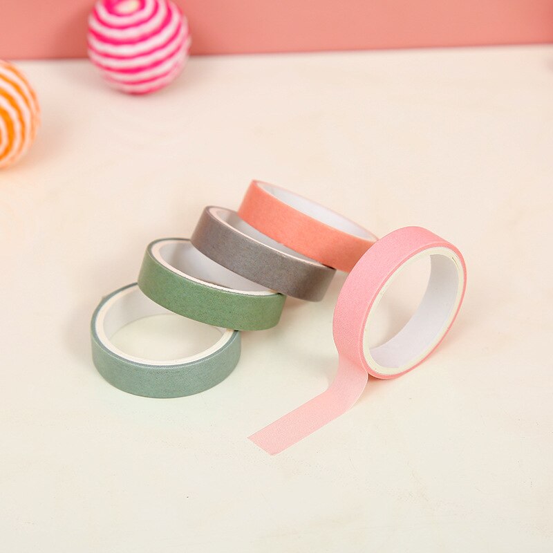 5 unids/set cinta adhesiva decorativa lindo color conjunto de cintas Washi Scrapbooking cinta de enmascarar japonés papelería