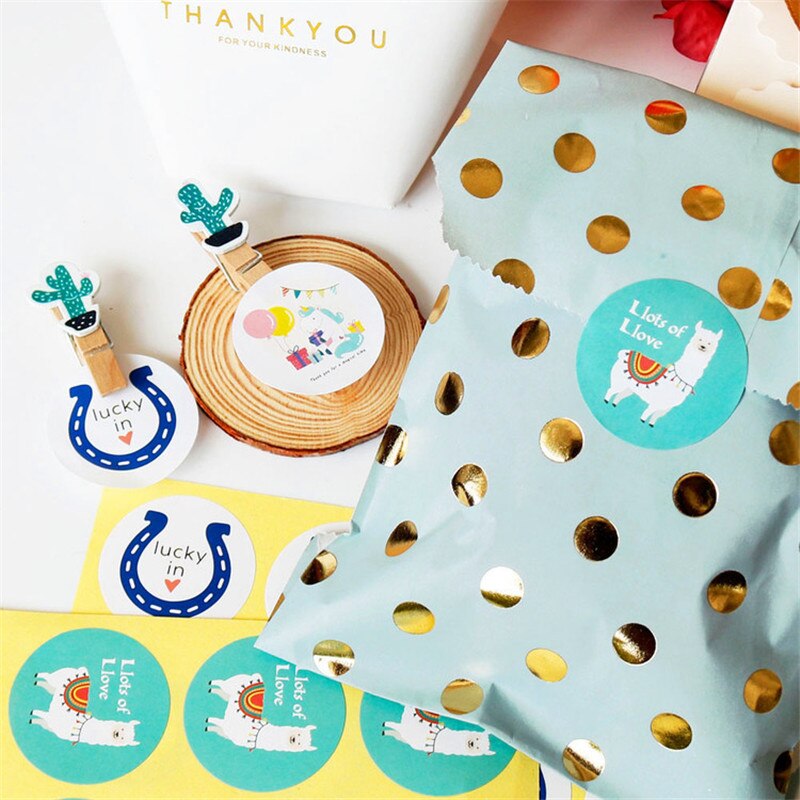 48 Pcs Papieren Zak Gemaakt Met Liefde Dank U Kraft Papieren Zak Met Papier Sticker Party Wedding Verpakking snoep Verpakking Zak