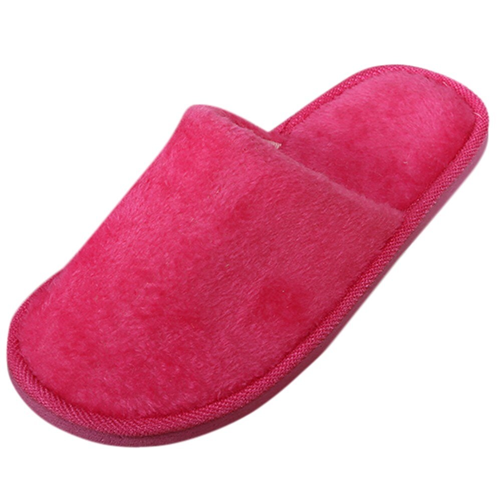 Chaussures antidérapantes pour hommes et femmes, pantoufles chaudes en peluche pour la maison, chaussures de chambre à coucher: Hot Pink / 8.5