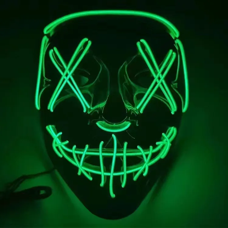 Halloween-fest led-lysende svart v-formet maske daglig kaldt lys halloween-skrekkmaske spøkelsesfestival spøkelsesdans lysende maske: Blå