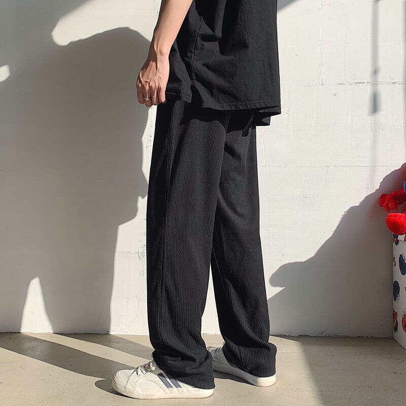Geplooide Broek Mannen Mode Casual Wijde Broek Mannen Streetwear Koreaanse Lente Zomer Ijs Zijde Broek Heren Rechte broek