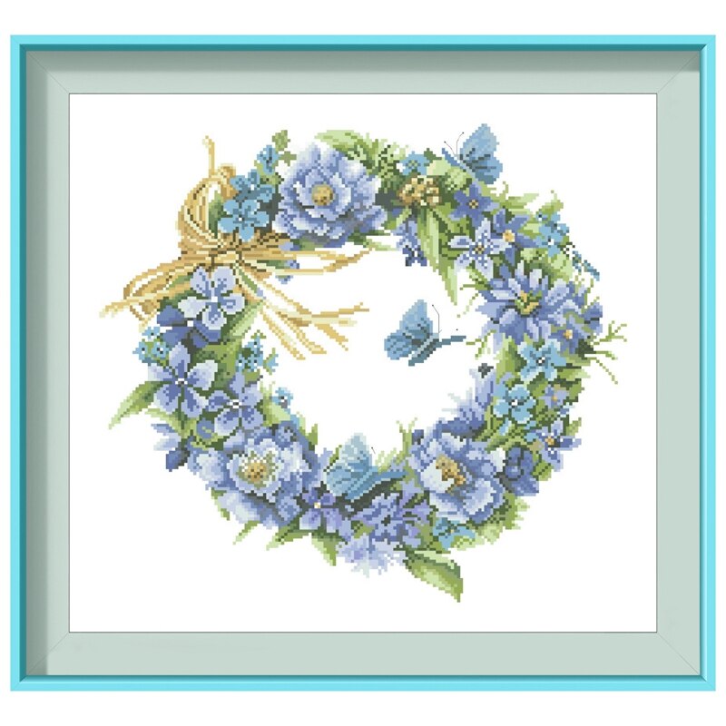 Ghirlanda di fiori kit punto croce fiocchi di neve disegno del modello 18ct 14ct 11ct unprint tela ricamo ricamo fai da te