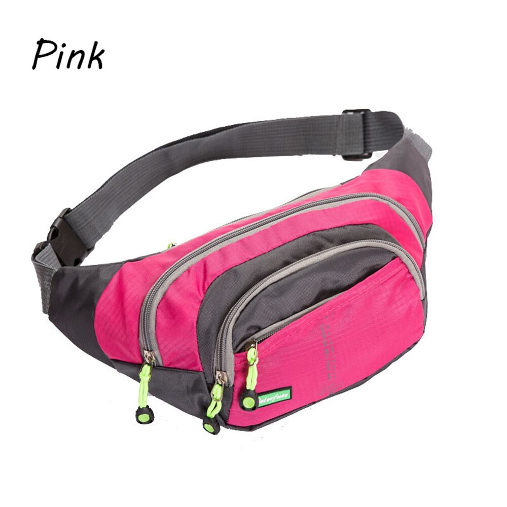 Men Women Travel Bum Bag Fanny Pack Waist Bag Zipped Outdoor Sports Shoulder Bag Pouch Waist Packs Ladies Waist Pack: Pink