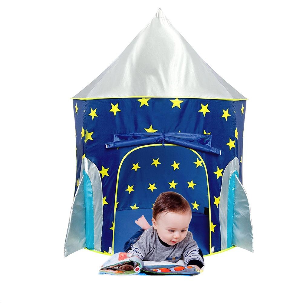 Children's Tent Folding Baby House Star Rocket Castle Projection Rocket Ship Play Tent Spaceship Playhouse Ocean Game Ball Pool