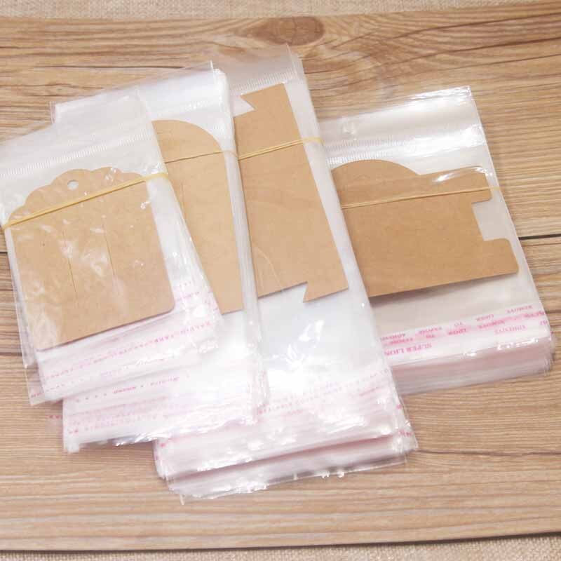 100PCS Storage Bags Transparent Self Adhesive Resealable Clear Poly Bags Packaging opp Bag jewelry card matching opp bags