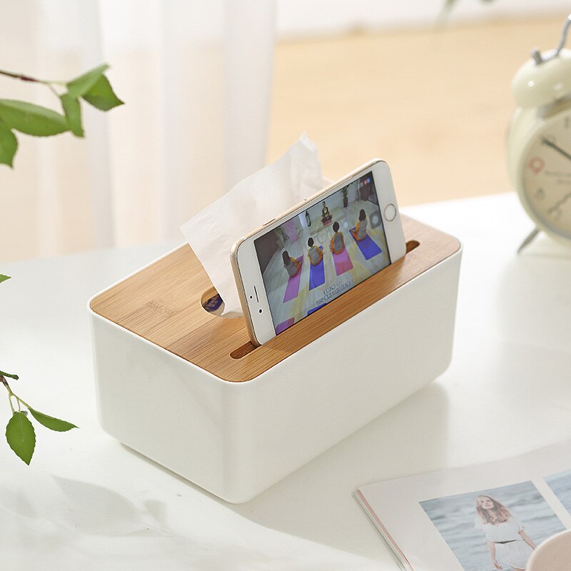 Home wooden plastic tissue box Kitchen solid wood napkin holder box Restaurant tissue case holder Office storage tissue canister